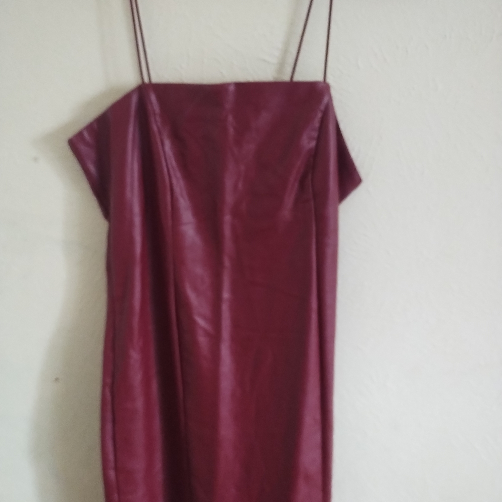 S Bodycon Faux Leather Red Mini Dress Edgy Sexy Club Poet Core Glamoratti